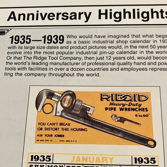 VINTAGE RIDGID TOOLS 9 -2 YEAR PIN-UP CALENDARS 1979-1998 INC RAQUEL WELCH REDO - Picture 16 of 17